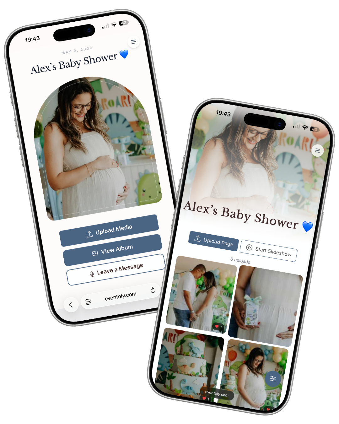 Baby shower QR code photo album shown on phone mockups