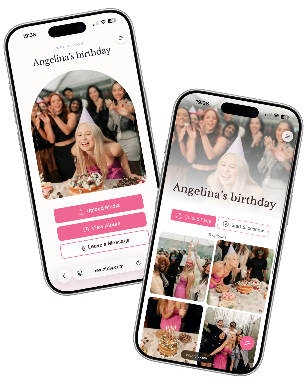 Birthday QR code photo album shown on phone mockups