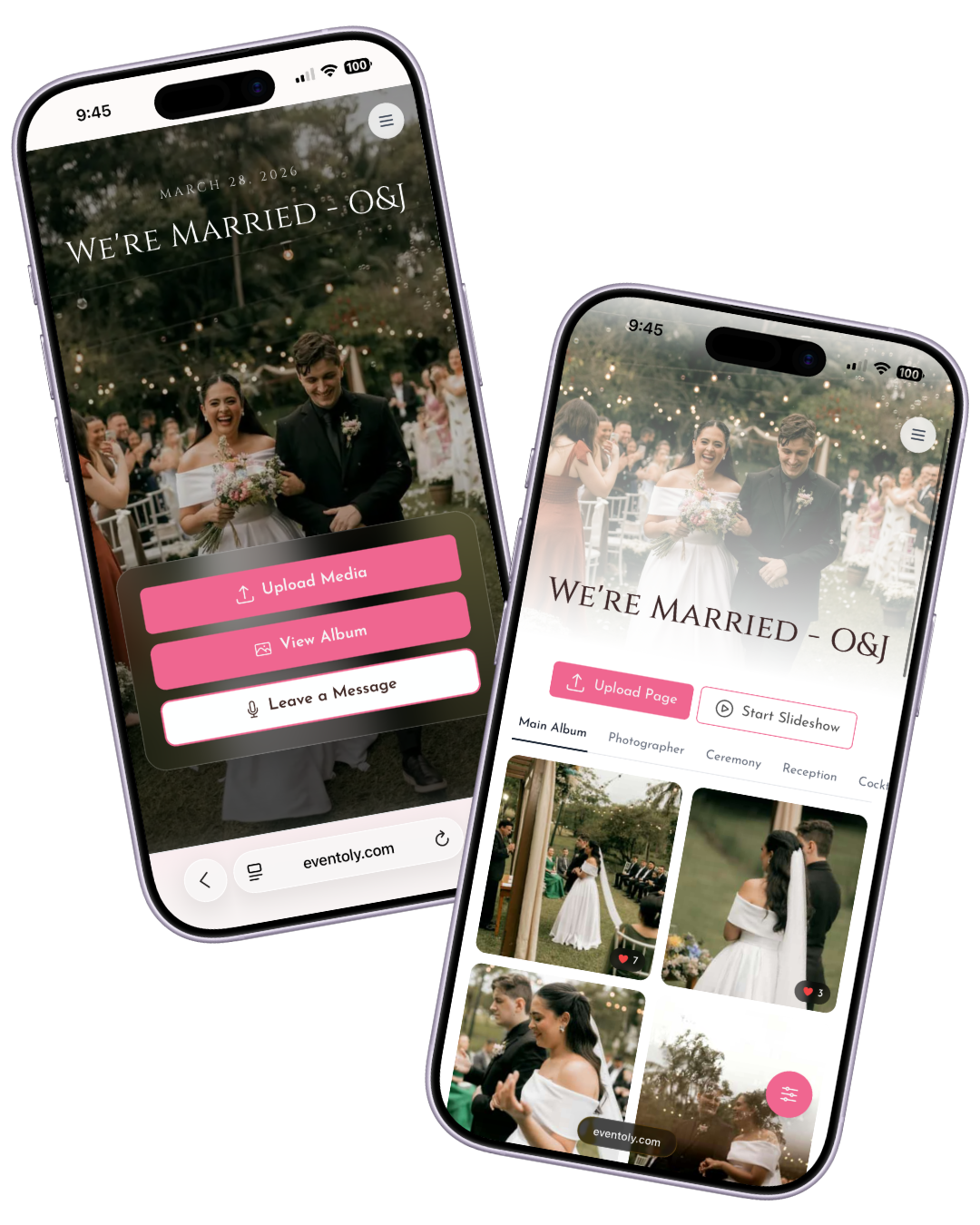 Wedding QR code photo album shown on phone mockups